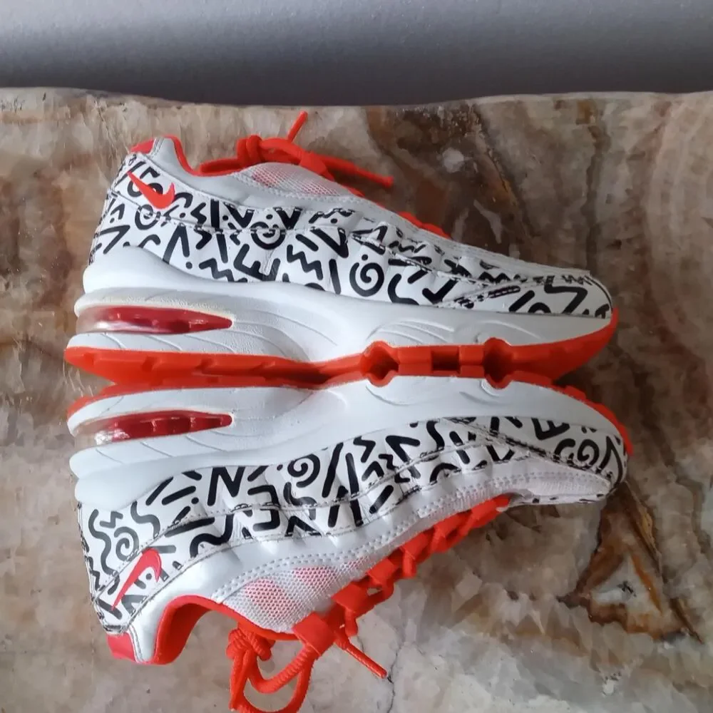 Nike Air Max 95 QS GS Shoes Cramoisi White Black Orange AH3808-100 Youth Size 5